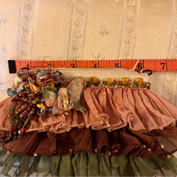 Vintage Mary Frances Silk Chiffon Fairy Beaded Luxury Clutch Purse Butterfly - Picture 14 of 16